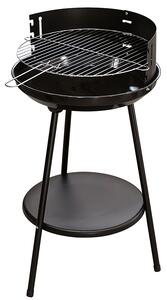 Barbecue a Carbone Carbonella Rotondo Ø42x77 cm con Vassoio in Acciaio al Carbonio Nero
