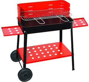Barbecue a Carbone Carbonella in Acciaio con Ruote Bauer Rosso