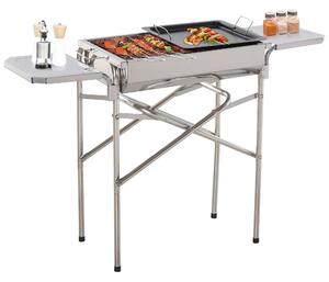 Barbecue a Carbone Carbonella BBQ Grill con Piano d'Appoggio in Acciaio Inox