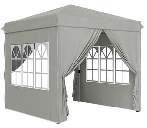 Outsunny Gazebo da Giardino Pop Up con 2 Finestre e Gambe Regolabili, in Metallo e tessuto Oxford, 248x248x270 cm, Grigio