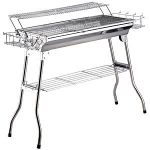 Barbecue a Carbone Carbonella Portatile in Acciaio 100x43x68 cm Rack