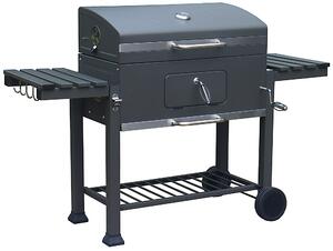 Barbecue a Carbone Carbonella con Coperchio 160x160x108 cm Kansas Nero