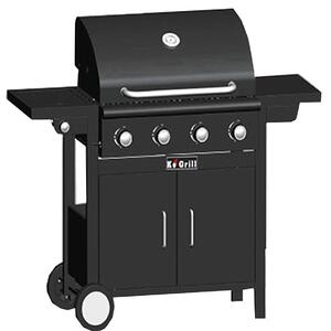Barbecue a Gas GPL a Pietra Lavica 4 Fuochi Arrosto Extra Lux Nero
