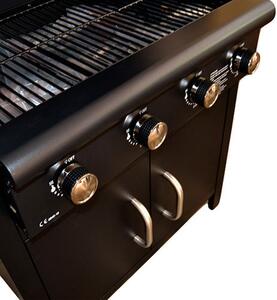 Barbecue a Gas GPL a Pietra Lavica 4 Fuochi Arrosto Extra Lux Nero