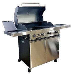 Barbecue a Gas GPL Pietra Lavica 4 Fuochi Fire Dok Special Inox