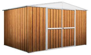 Casetta Box da Giardino in Lamiera di Acciaio Porta Utensili 360x260x212 cm Enaudi Legno