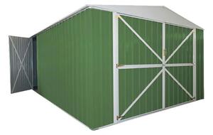 Casetta Box da Giardino in Lamiera di Acciaio Porta Utensili 360x600x230 cm Enaudi Verde