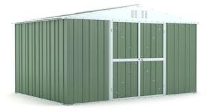 Casetta Box da Giardino in Lamiera di Acciaio Porta Utensili 403x269x217 cm Enaudi Verde