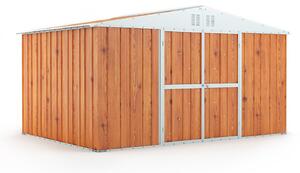 Casetta Box da Giardino in Lamiera di Acciaio Porta Utensili 403x269x217 cm Enaudi Legno