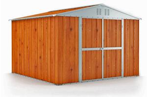 Casetta Box da Giardino in Lamiera di Acciaio Porta Utensili 327x269x217 cm Enaudi Legno