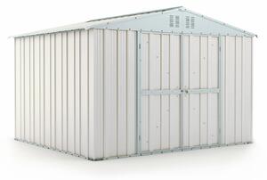 Casetta Box da Giardino in Lamiera di Acciaio Porta Utensili 327x269x217 cm Enaudi Bianco