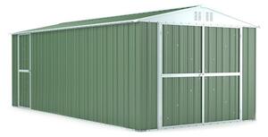 Casetta Box da Giardino in Lamiera di Acciaio Porta Utensili 327x611x235 cm Enaudi Verde