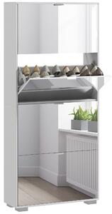 HOMCOM Scarpiera Salvaspazio Slim con Specchio e 4 Cassetti per 24 Paia di Scarpe, 76x26x178cm, Bianco