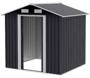 Casetta Box da Giardino Porta Utensili 200x150x190 cm in Acciaio Zincato Nero