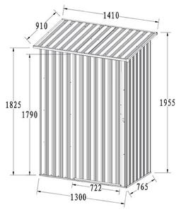 Casetta Box da Giardino in Lamiera Grigio per Deposito Attrezzi 130X77X196 Cm Bertozzi
