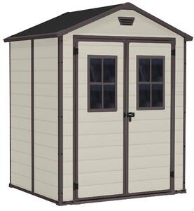 Casetta da Giardino Porta Attrezzi 185x152x226 cm con 2 Finestre in Resina Keter Manor 6x5 Beige