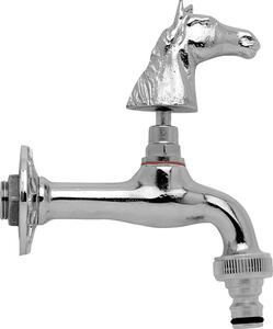 Rubinetto per Fontana da Giardino in Ottone Cromato con Attacco Rapido Morelli Cavallo