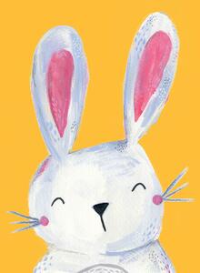 Illustrazione Woodland bunny on mustard, Laura Irwin