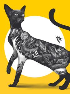 Illustrazione Japanese Cat Tattoo Yellow, Mark Harrison