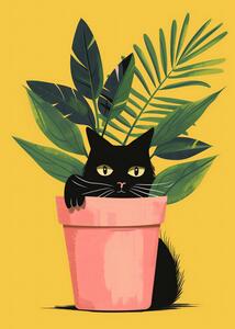 Illustrazione Cat In the Plant, Andreas Magnusson