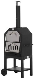 Forno per Pizza a Carbone Carbonella in Acciaio 50x36x160 cm Napoli Nero