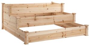 Letto per Orto Fioriera 3 Ripiani 124x124x56 cm in Legno Naturale