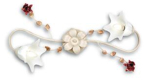 Plafoniera elegante bianca rose rosse metallo vetro lampada classica e14 - Gt Luce