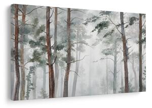 Quadro su tela – Foresta di pini nella nebbia