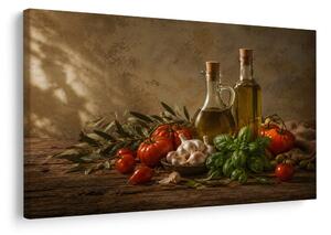 Quadro su tela – Natura morta mediterranea con olio d'oliva