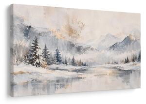 Quadro su tela – Silenzio invernale sul lago di montagna