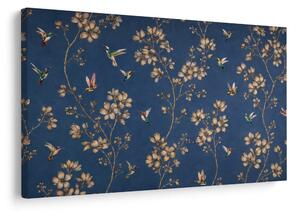 Quadro su tela – Colibrì tra fiori dorati