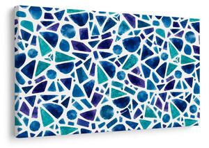 Quadro su tela – Mosaico di forme ad acquerello blu