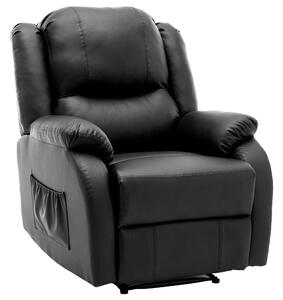 Poltrona per Soggiorno Reclinabile in Pelle PU con Tasca Laterale, Poltrona per Soggiorno Imbottita con Poggiapiedi, 80x90x100cm, Nero | Aosom Italy