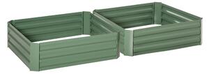 Set 2 Letti per Orto Rialzati 100x100x30 cm in Acciaio Zincato Verde