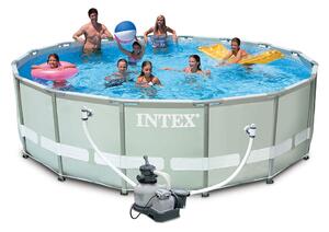 Piscina Fuori Terra Rotonda H122x488cm con Pompa Scaletta e Teli Intex Ultra Frame
