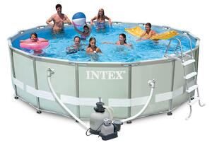 Piscina Fuori Terra Rotonda H132x549cm con Pompa Scaletta e Teli Intex Ultra Frame