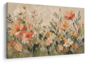 Quadro su tela – Fiori pastello nel prato