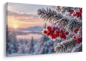 Quadro su tela – Bacche di sorbo invernali nella brina