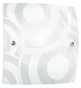 Plafoniera quadrata vetro graniglia decoro cerchi bianchi lampada moderna e27 - Gt Luce