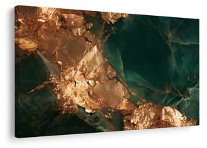 Quadro su tela – Astrazione dorata nella profondità smeraldo
