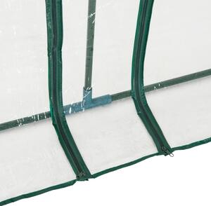 Serra da Giardino a Tunnel in PVC con 4 Porte Avvolgibili in Acciaio e PVC Trasparente 400x100x80 cm