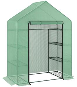Serra da Giardino con Scaffali e Tetto a Spiovente in PE 143x73x195 cm