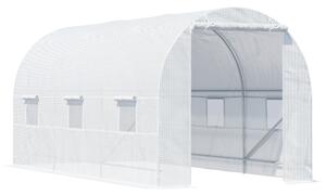 Serra da Giardino a Tunnel per Piante in PE con Tubi in Ferro Bianco 450x200x200 cm