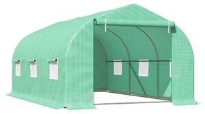 Serra da Giardino con Tetto Spiovente in PE e Tubi d'Acciaio Verde Scuro 4.5x3x2m
