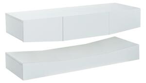Mobile Porta TV Sospeso Moderno con Illuminazione LED, 3 Ripiani, in Truciolare, 180x40 cm - Mobiletto Porta TV Particolare, Bianco