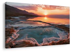 Quadro su tela – Tramonto rosa sul lago salato