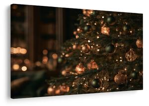 Quadro su tela – Albero di Natale nel bagliore dorato