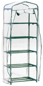 Mini Serra da Giardino 5 Ripiani 69x49x193 cm in Acciaio e PVC Verde