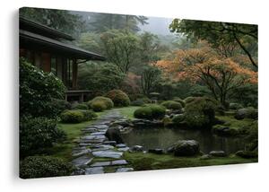 Quadro su tela – Giardino giapponese nella nebbia