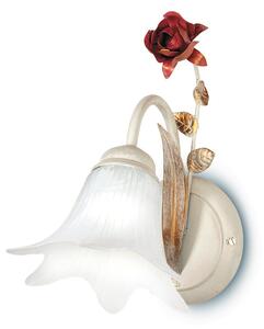 Applique una luce rose metallo bianco rosso diffusore vetro lampada classica e14 - Gt Luce